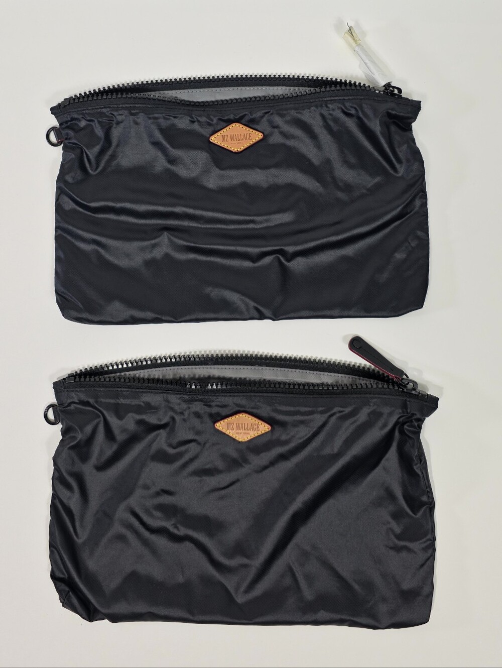 MZ Wallace Black Nylon Zip Pouch Bag Insert Set of 2 12.5" x 8"